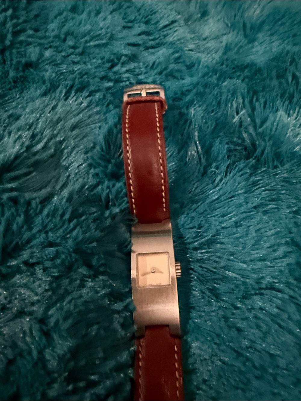 Vintage Coach Watch-Silver with Red Leather Strap